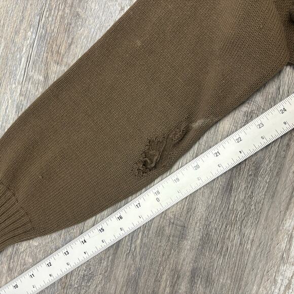 Vintage 80s US Army Brown‎ Mens S Henley 5-Button Knitted Military Drill Sweater - Picture 5 of 10